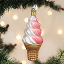 Strawberry Swirl Soft Serve Glass Ornament