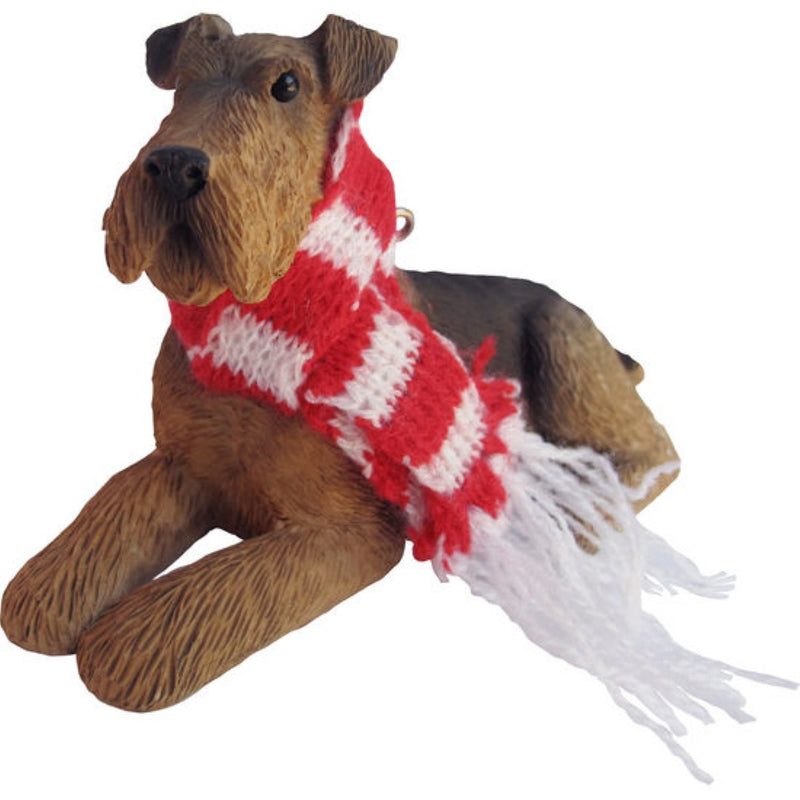 Lying Airedale Terrier Ornament - The Country Christmas Loft