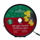 100-Light Warm White LED Faceted C9 Green Wire String Lights - Christmas >> Lighting - by Kurt Adler