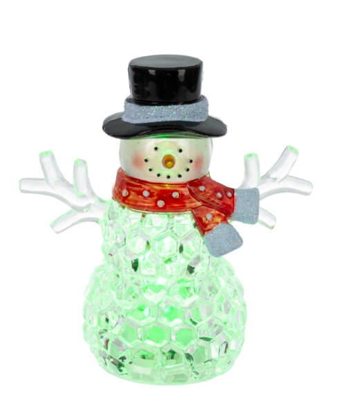 LED Light Up Crystal Snowman Mini Shimmers  - Top Hat