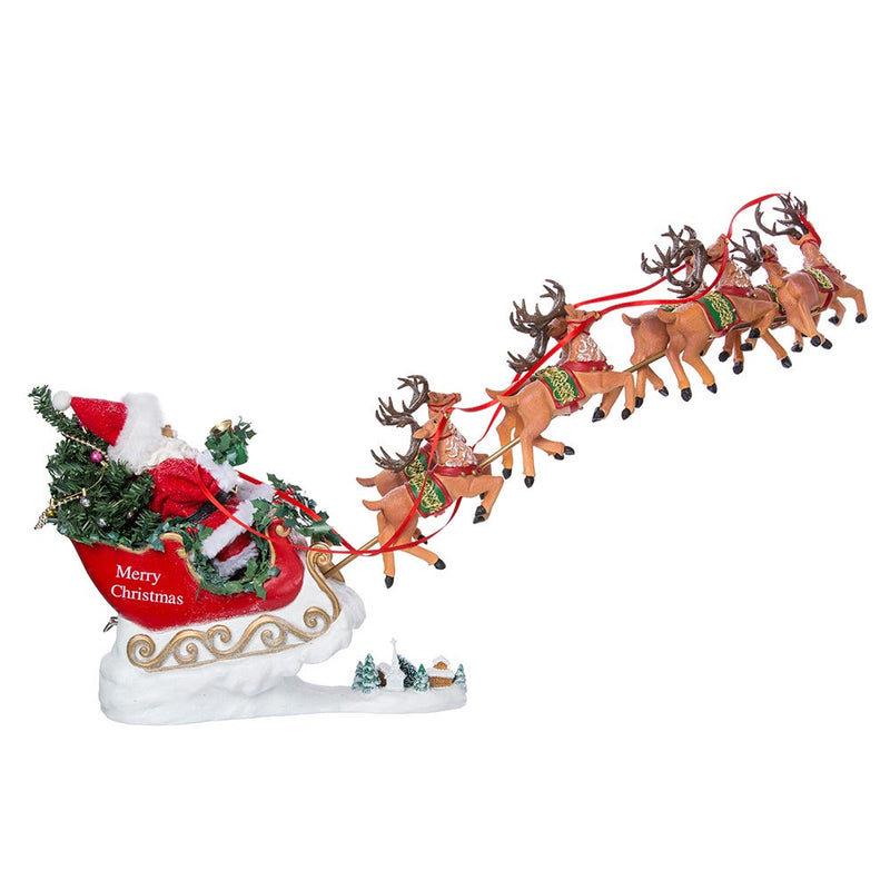 Fabriche Musical Santa With 8 Reindeer - 24 Inch