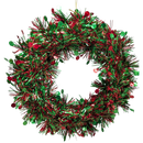 Tinsel Wreath - 12 Inch - Red & Green
