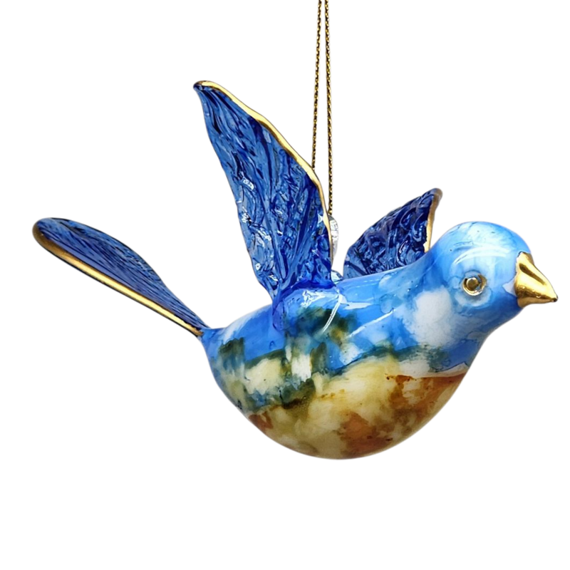 Blown Glass Bluebird - Azure Sky