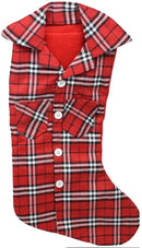 Plaid Lumberjack Shirt Stocking - Bright Red