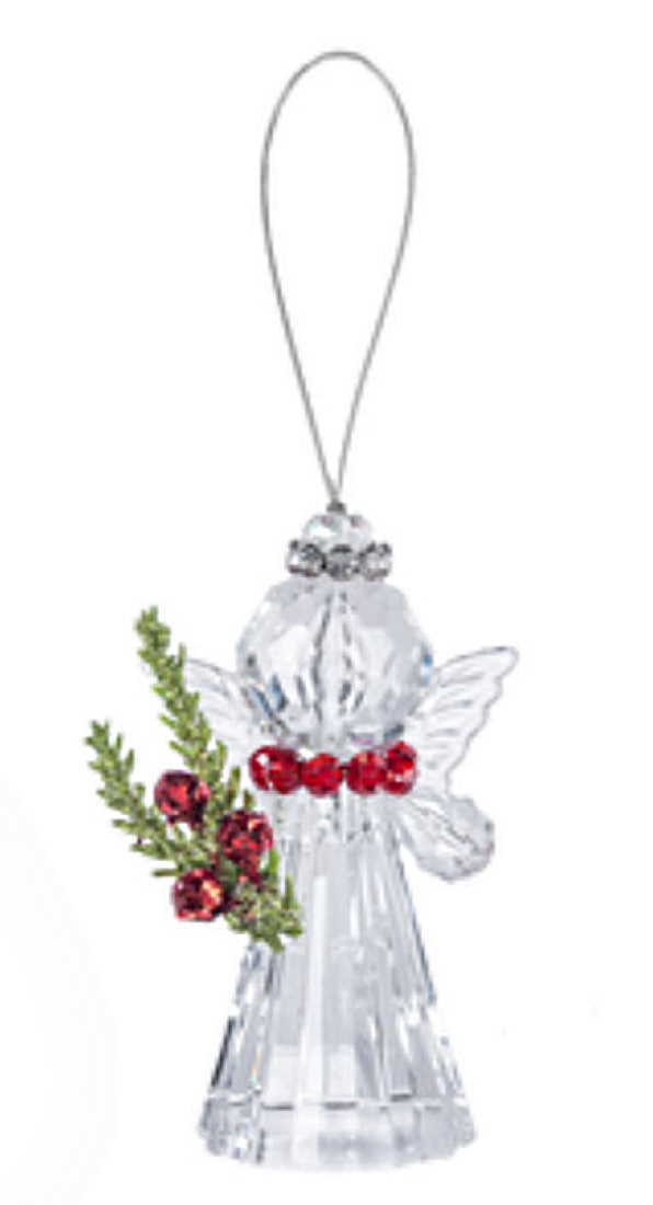 Teeny Mistletoe Angel Ornament -  Bell Wreath - The Country Christmas Loft