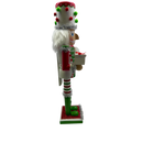 Red White and Green Nutcracker With Polka Dot Pom Pom Hat