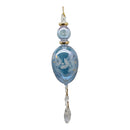 Heron Blue Elongated Perfume Bottle Ornament with Crystal Dangles