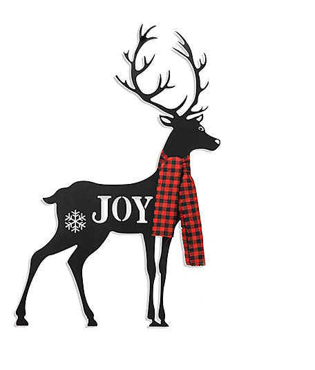 3 Foot Metal Deer Silhouette Yard Stake - Joy - The Country Christmas Loft