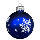 Krebs Value Glass Ball 4 pack - Snowflakes on Matte Blue - Christmas >> Ornaments >> Glass - by Christmas By Krebs - view 2