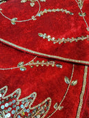 Elegant Burgundy & Gold Christmas Tree Skirt - 48 Inches