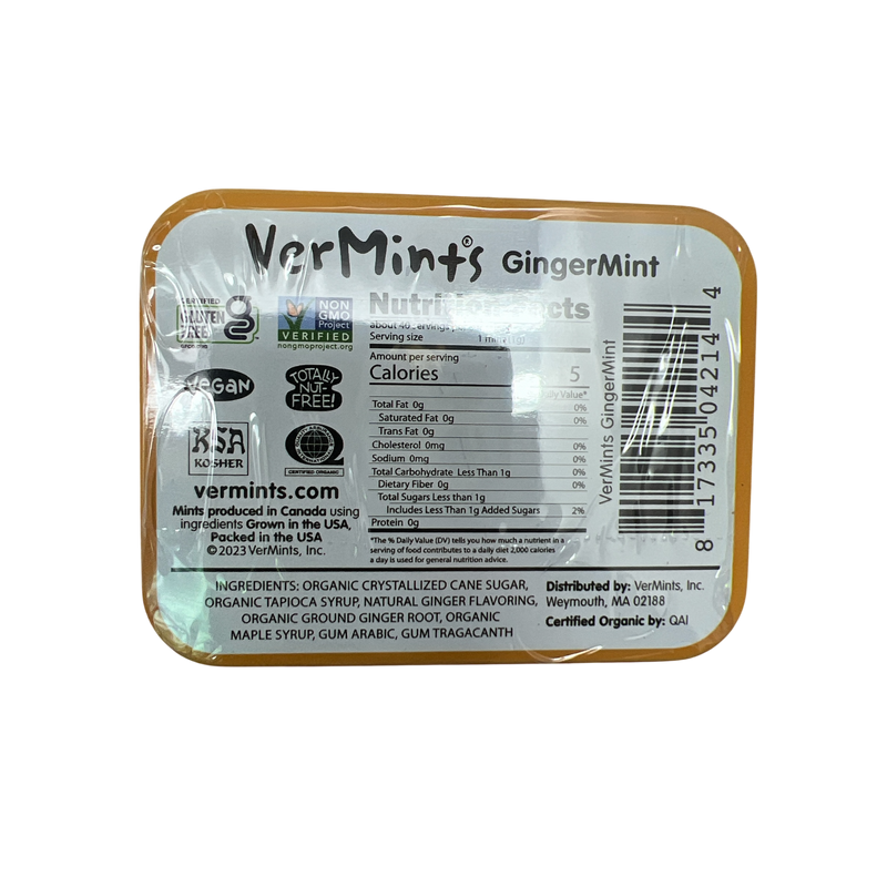 Vermints All Natural Breath Mints 1.41 Ounce - Gingermint
