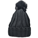 Knit Hat With Three Interchangeable Poms - Black