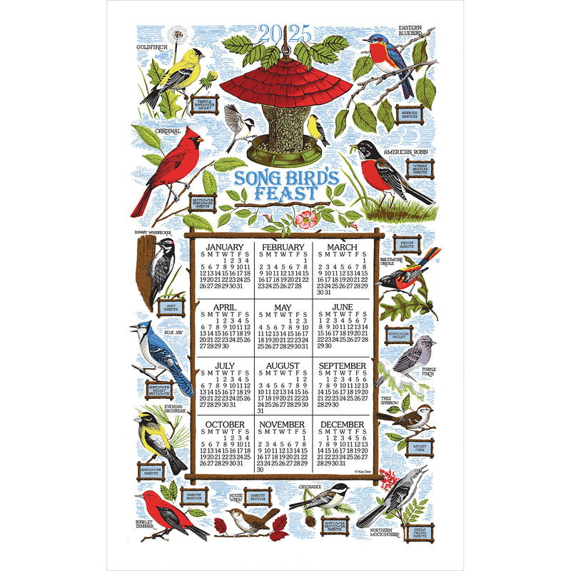 2025 Linen Calendar Towel - Songbirds Feast