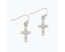 Pearl And Crystal Cross Earrings – Silver-Tone - Gift Shoppe >> Jewelry >> Earrings - by Periwinkle By Barlow