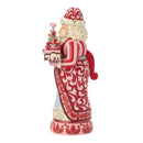 Nutcracker Santa Figurine With Tree Red And Pink