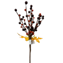 Orange Burgandy Berry Spray  With Autumn Leaves 10  Inch