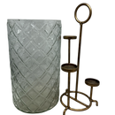 3 Level Glass Gold Candle Holder