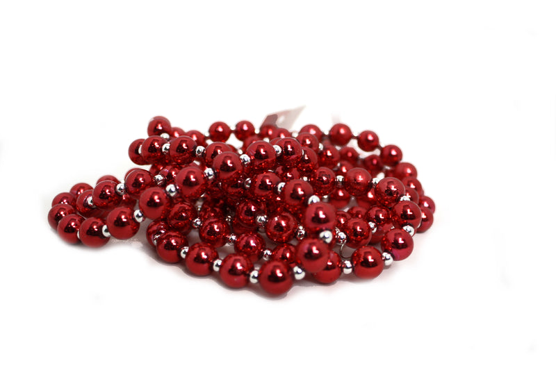 6 Foot Red Holiday Bead Garland - Small Bead - The Country Christmas Loft