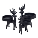 Iron Matte Black Reindeer Candle Holder  3 Piece Set