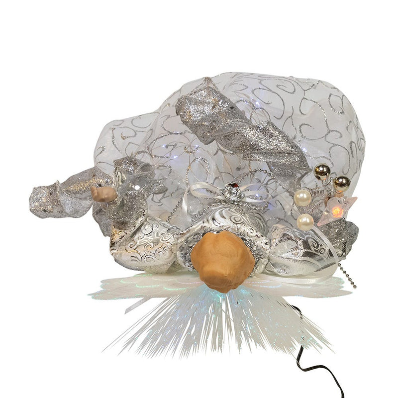 LED Fiber Optic Silver Angel Treetop - 12 Inches Tall
