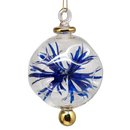 Floral Burst Globe Ornament - Clear with Blue Accents