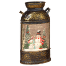 Lighted Spinning Water Globe Milk Can - Snowman