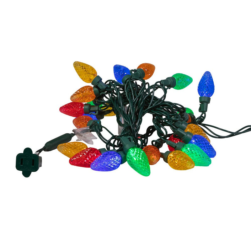25-Light Multicolor LED C7 Light Set With Green Wire