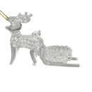 Spunglass Ornament - Clear Reindeer With Sleigh