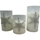 B/O Lighted Glass Holiday Luminaries with LED Set of 3 Candles