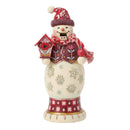 Snowman Nutcracker Figurine Red And Pink