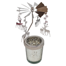 Starry Sky Rotating Candle Holder - Silver with Reindeer Dangles