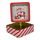 Square Cookie Tin with Window - Tis the Season to be Jolly Penguins