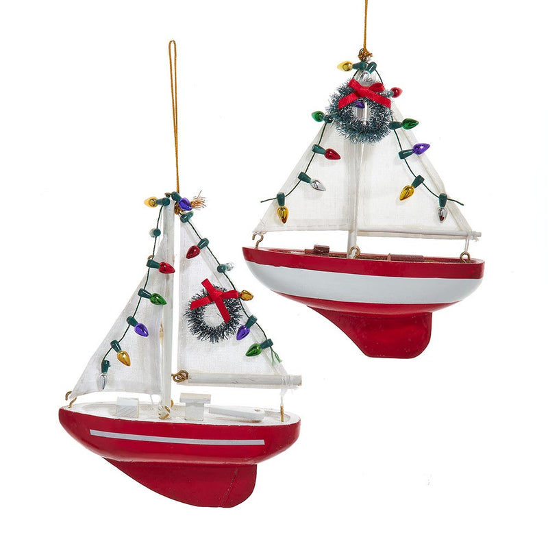 Festive Sailboat Hanging Ornament -