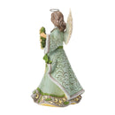 Opal And Moss Angel Figurine With Poinsettias