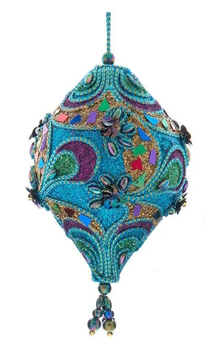 Vibrant Peacock Tear Drop Ornament
