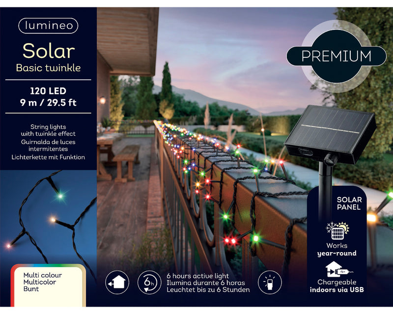 Solar String Lights with Twinkle Effect - Multicolor- 9 Meters (29.5 Feet)