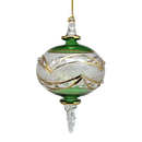 Gold Etched Blown Glass Sphere - Green