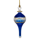 Lattice Glass Ornaments With Gold Accents - Blue Stretched Teardrop
