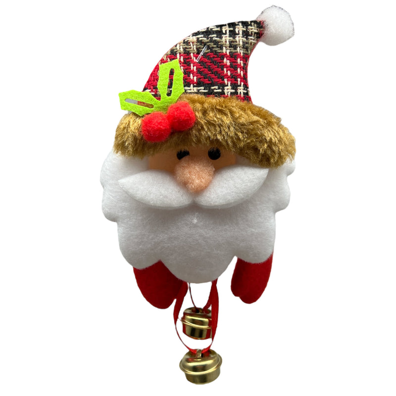 Plush Santa Ornament With Bells