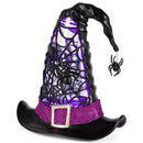 9.75"H Battery-Operated Lighted Spinning Smoky Water Globe Witch Hat in Black - Holidays >> Halloween - by Gerson