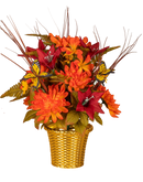 Harvest Floral Arrangements in Gold Weighted Pot - - Home & Living >> Artificial Flowers - by Gerson - view 3