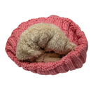 Knit Hat With Three Interchangeable Poms - Rose Pink