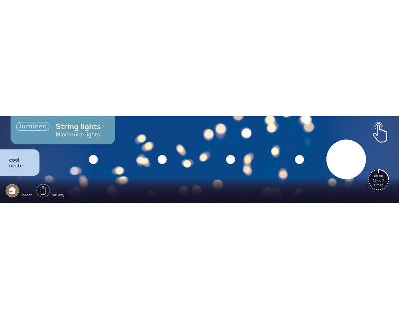 Micro Wire String Lights - 100 LED - Cool White - Silver Wire