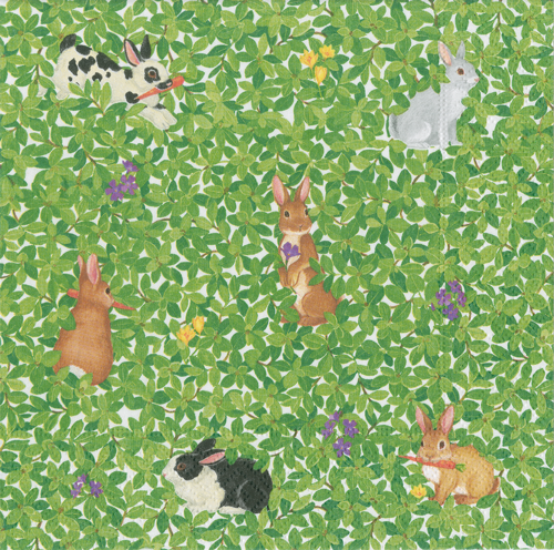Bunnies And Boxwood - Lunch Napkin