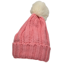 Knit Hat With Three Interchangeable Poms - Rose Pink