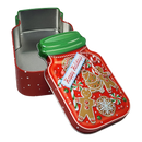 Jar Shaped Christmas Cookie Gift Tin -  Happy Holidays Gingerbread