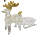 Spunglass Ornament - Gold Reindeer With Sleigh