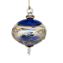 Gold Etched Blown Glass Sphere - Blue
