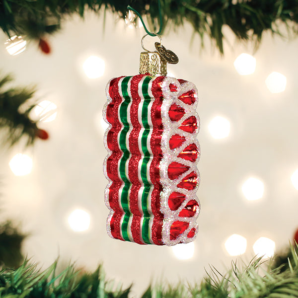 Christmas Ribbon Candy Glass Ornament