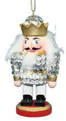 Kurt Adler Sequinned Wooden Nutcracker Ornament - White - The Country Christmas Loft